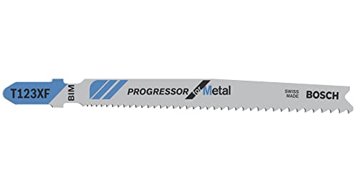 Bosch 5x Stichsägeblatt T 123 XF Progressor for Metal (für Stahlbleche, Professional Zubehör Stichsäge)