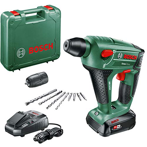 Bosch Akku Bohrhammer Uneo Maxx (1 Akku, 18-Volt-System, max. Bohrdurchmesser in Beton 10 mm, im Koffer)